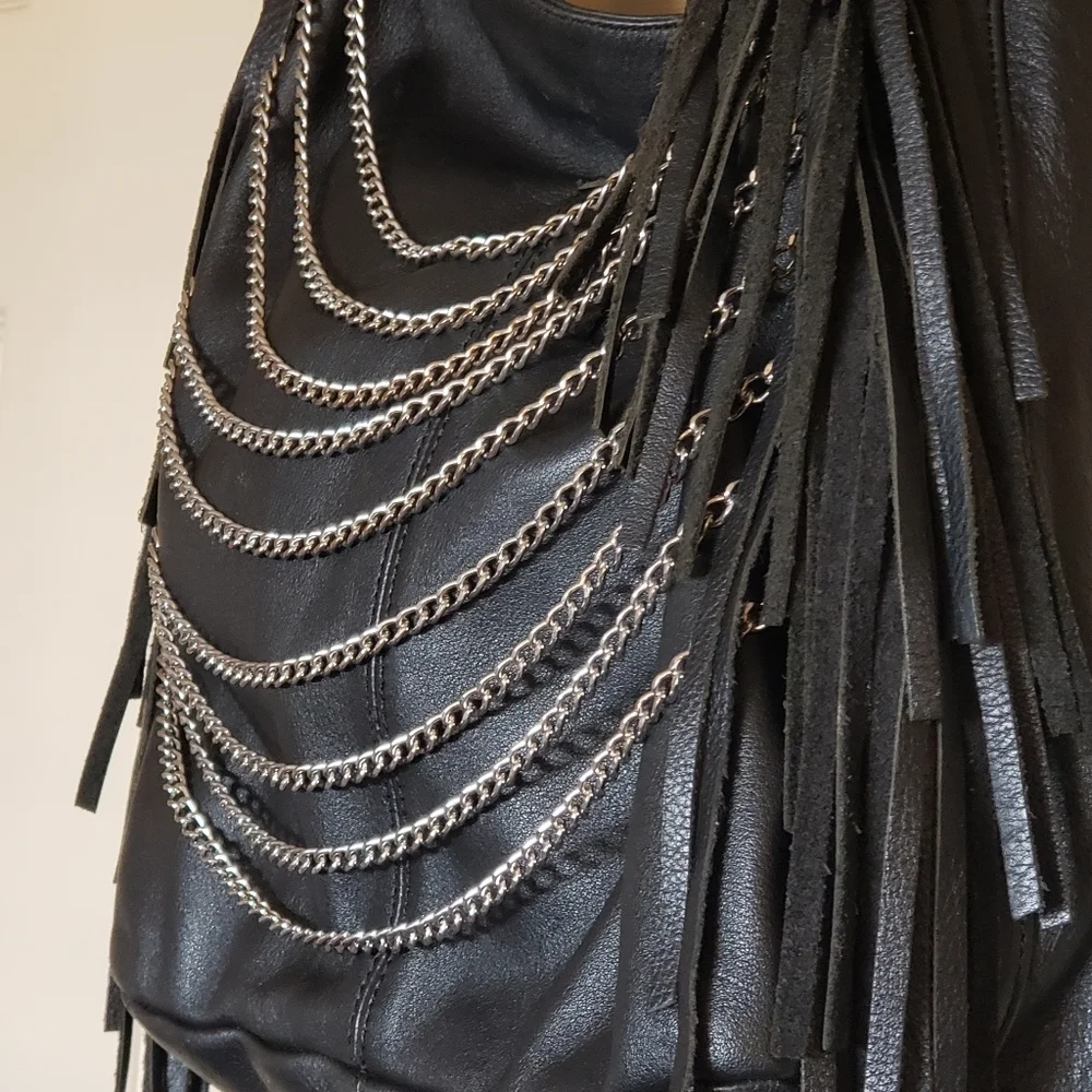 Black leather sachel. - Picture 2 of 12